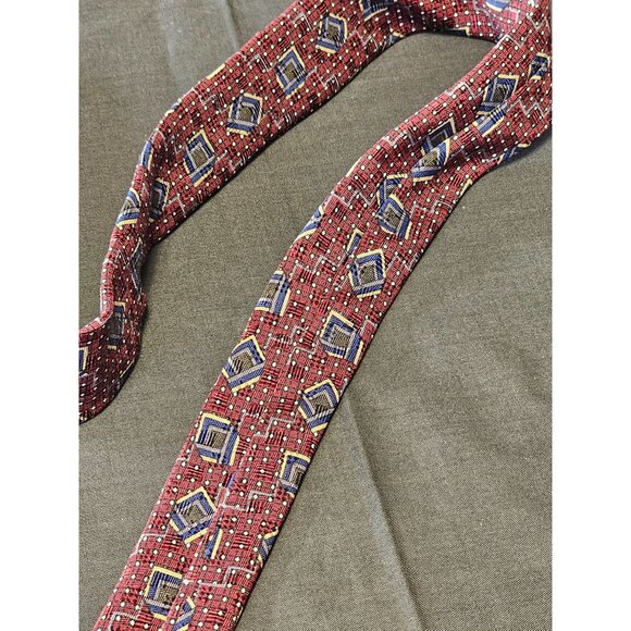 Vintage Louis Feraud Geometric Pattern Silk Tie - Picture 8 of 10